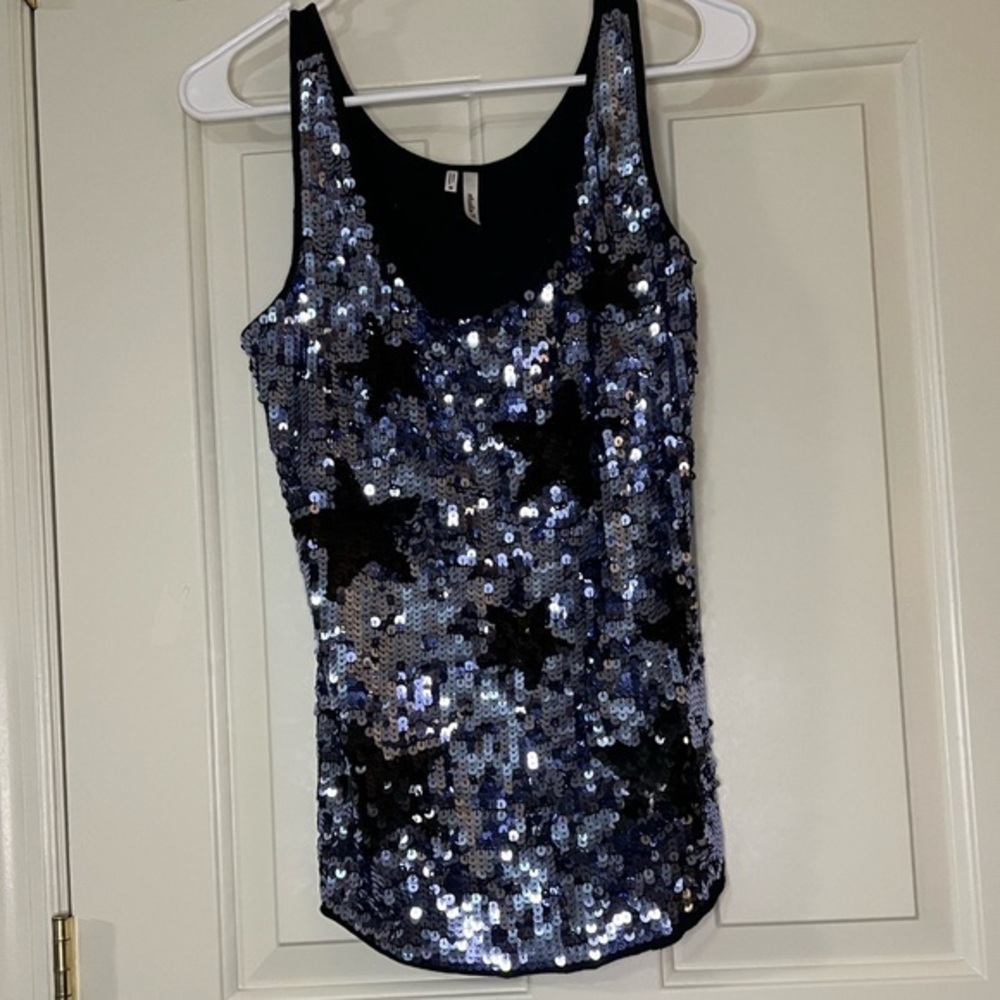 Studio Y sequin star sleeveless top tank, Medium